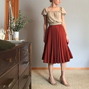 H & M burgundy satin midi skirt